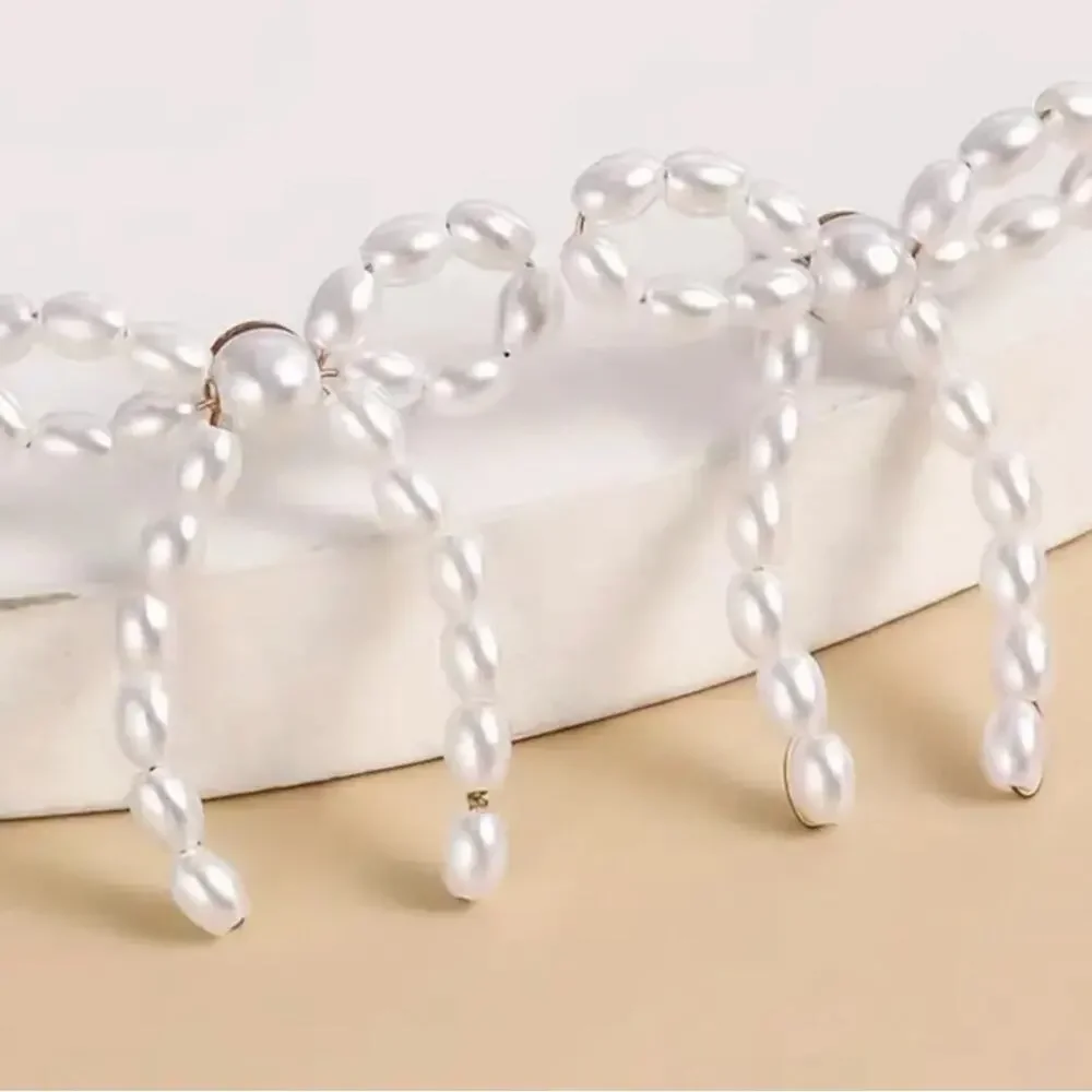 Pearl Bow Stud Earrings